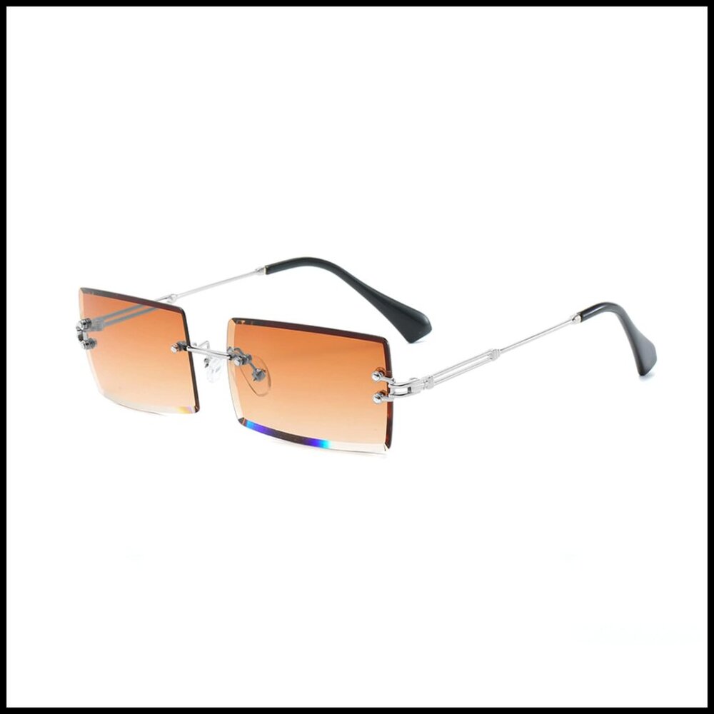 Retro Rimless Sunglasses Rectangle Frame Vintage … - image 1